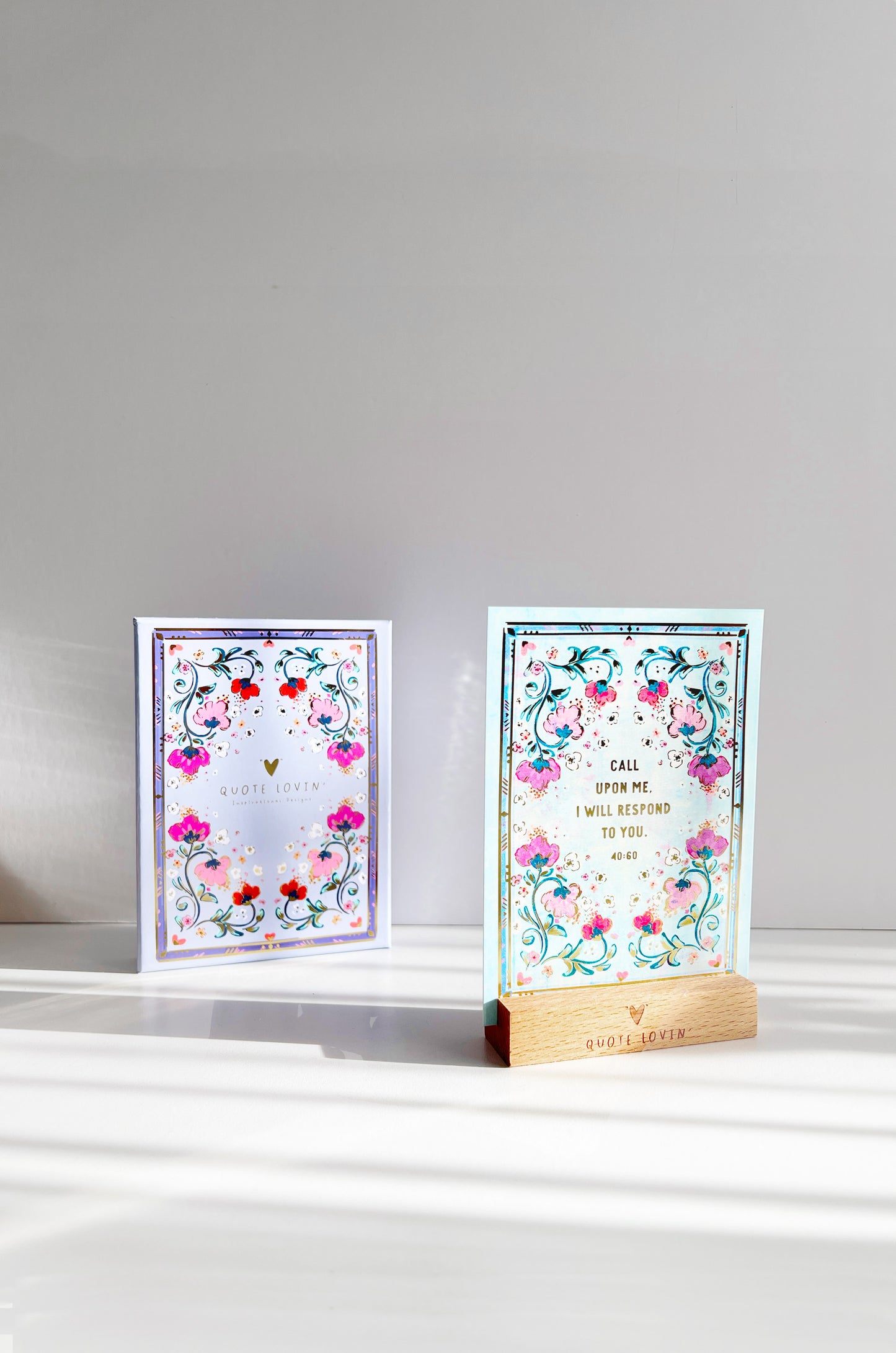 Inspiring Qur'an Prints with Stand and Gift Box | Floral and Gold Foil