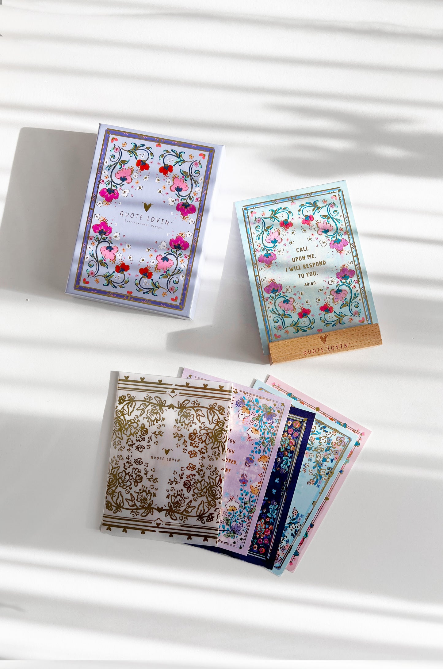 Inspiring Qur'an Prints with Stand and Gift Box | Floral and Gold Foil